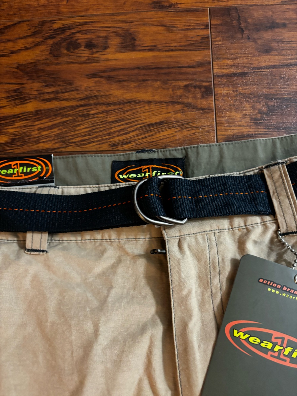 Wear First NWT Cargo Shorts Y2K Khaki Beige Outdoor Utility Cropped Pants + Belt - Picture 8 of 12